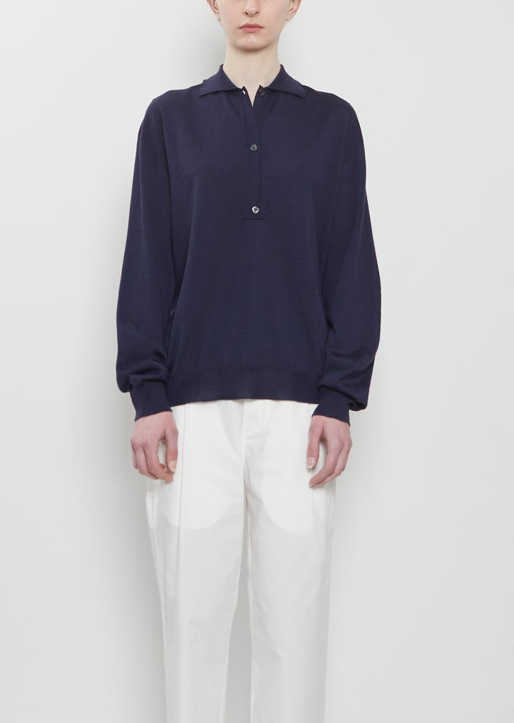 Morse Wool Polo Sweater — Midnight