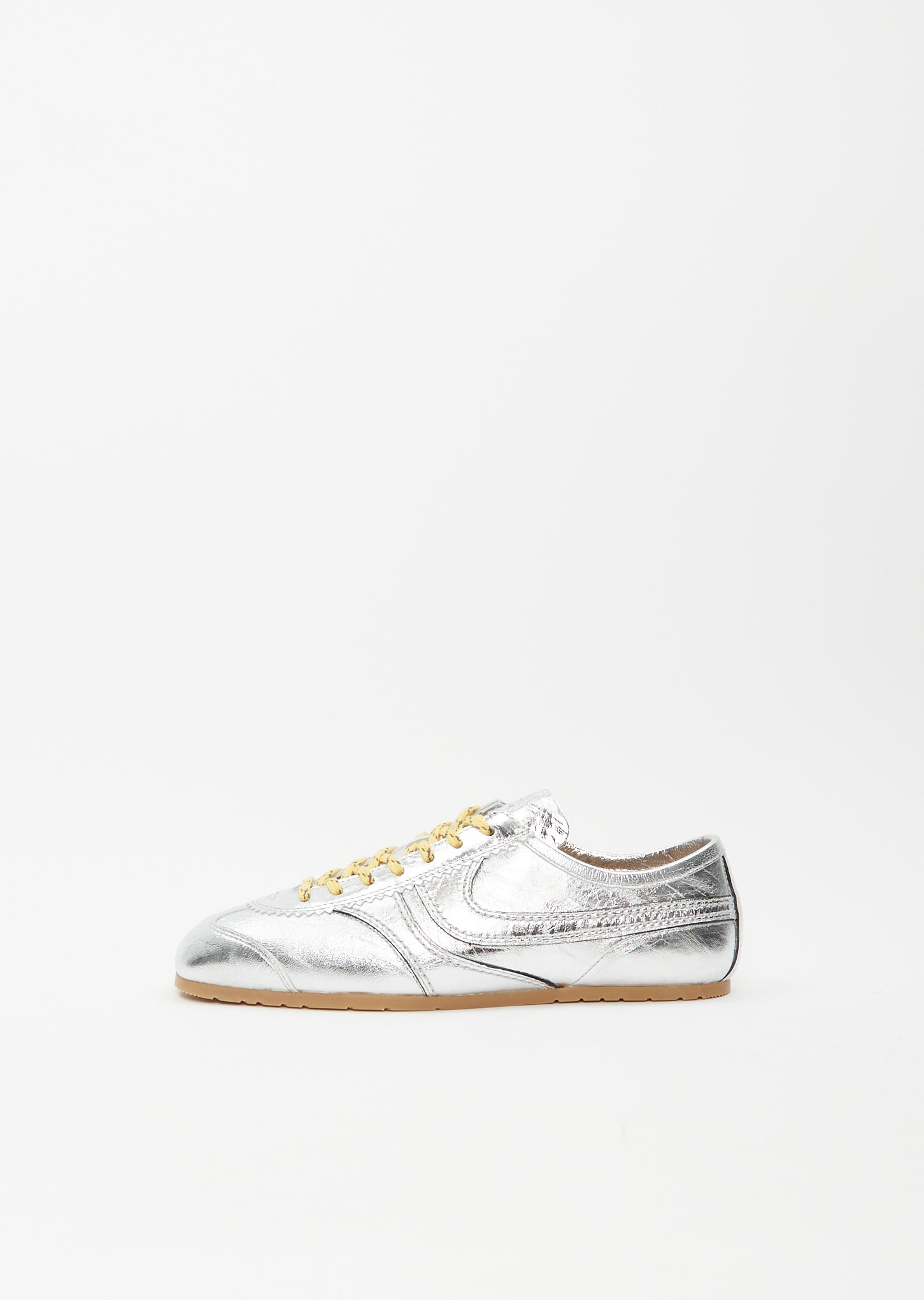 Leather Trainer — Silver – La Garçonne