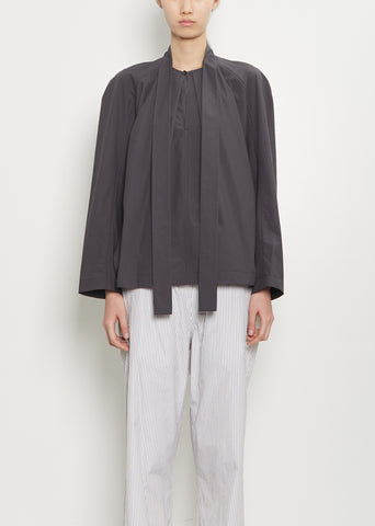 Ascot Cotton Blouse — Charcoal