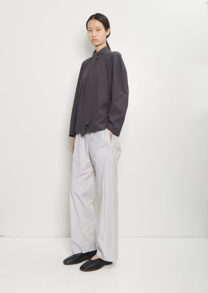Ascot Cotton Blouse — Charcoal