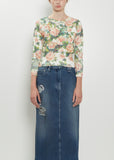 Shrunked Floral Knit Sweater