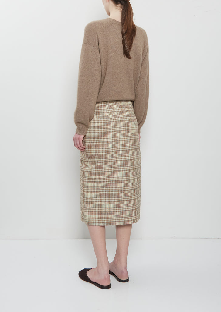 Silk Linen Nep Check Wrap Skirt