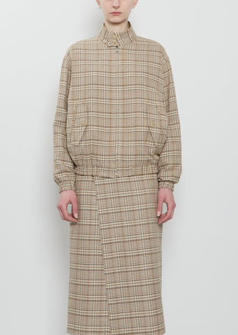 Silk Linen Nep Check Blouson