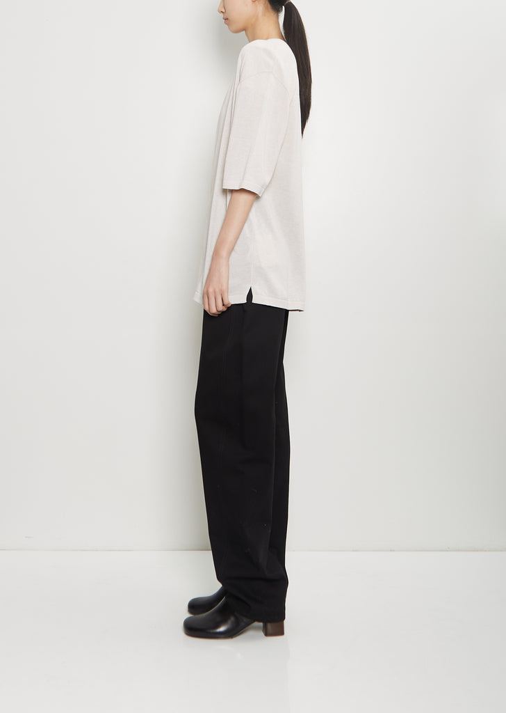 Cotton Short Sleeve Overshirt — Stone Beige Melange