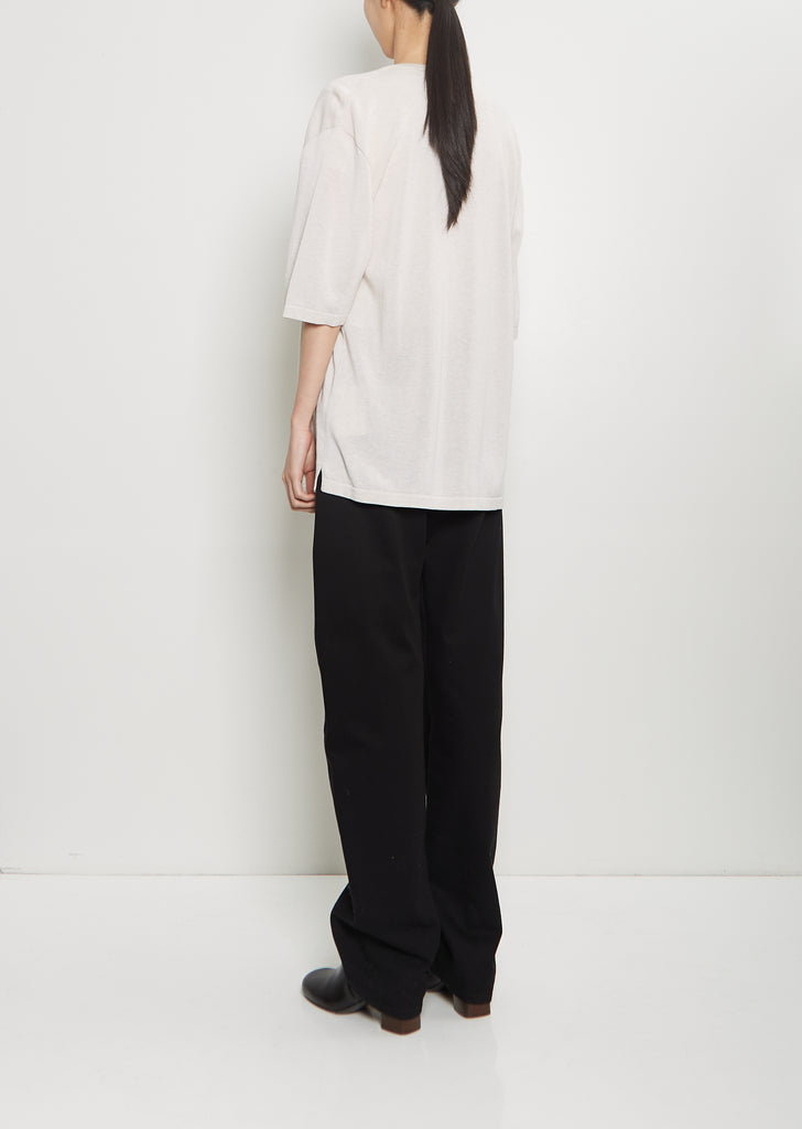 Cotton Short Sleeve Overshirt — Stone Beige Melange
