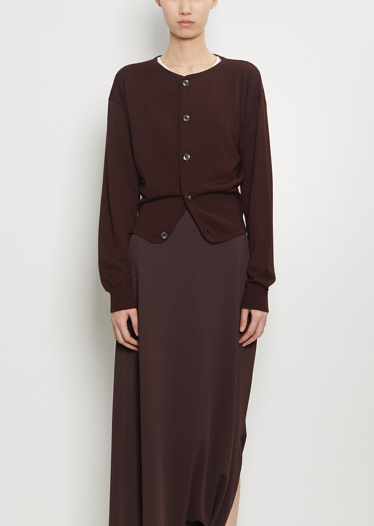 Wool Fitted Cardigan — Dark Plum