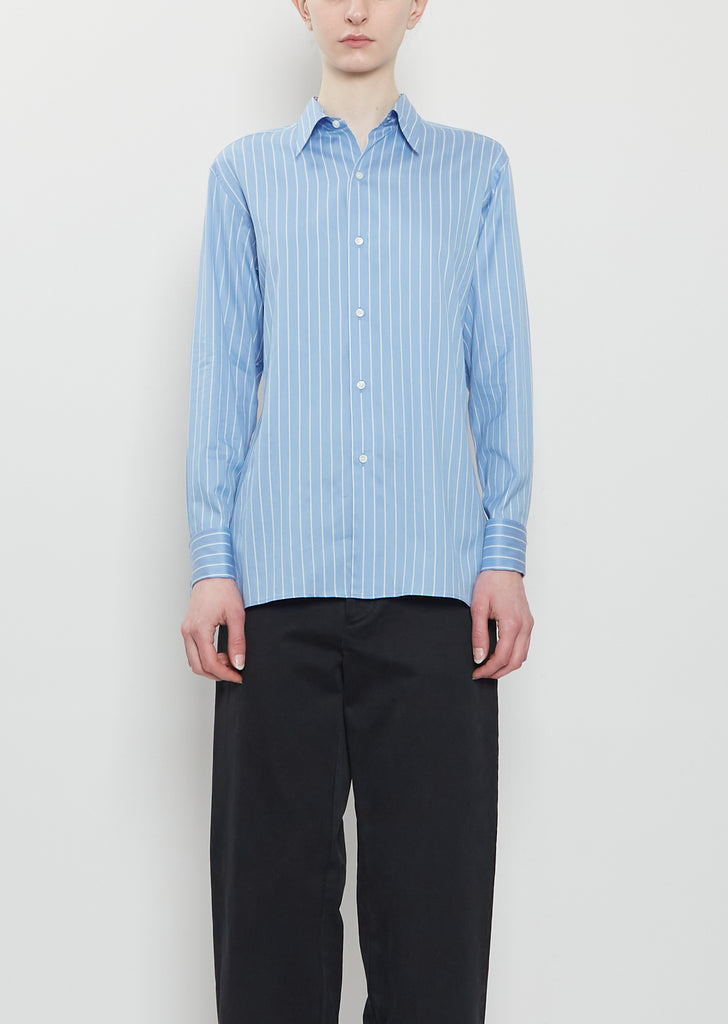 Cotton Silk Stripe Double-Cuff Shirt