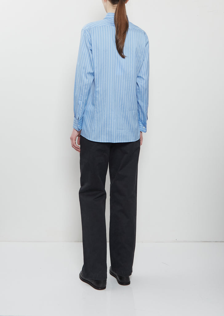 Cotton Silk Stripe Double-Cuff Shirt