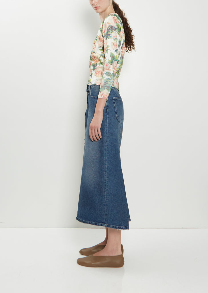 Shrunked Floral Knit Sweater