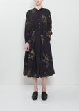 Japonism Flower Print Dress — Navy