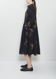 Japonism Flower Print Dress — Navy