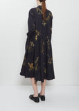 Japonism Flower Print Dress — Navy