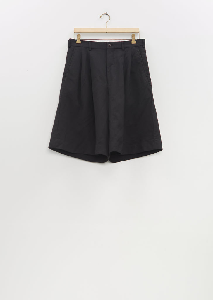 Twill Pleated Wide Shorts
