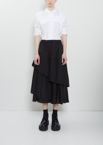 Pleated Layered Wool Skirt