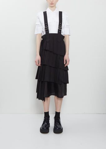 Suspender Pleated Wool Skirt