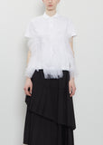 Tulle Ruffle Cotton Polo Shirt