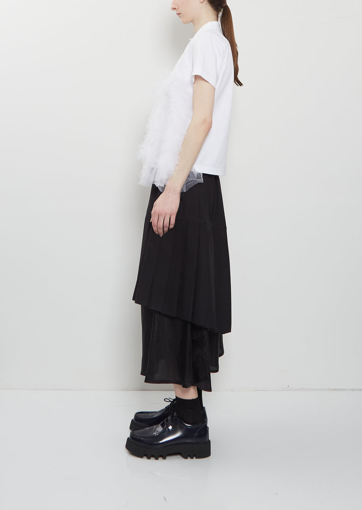Tulle Ruffle Cotton Polo Shirt