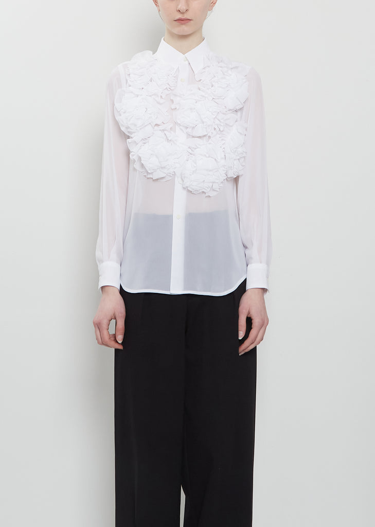 Flower Appliques Sheer Shirt