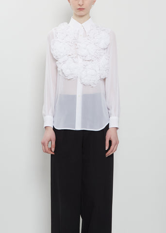 Flower Appliques Sheer Shirt