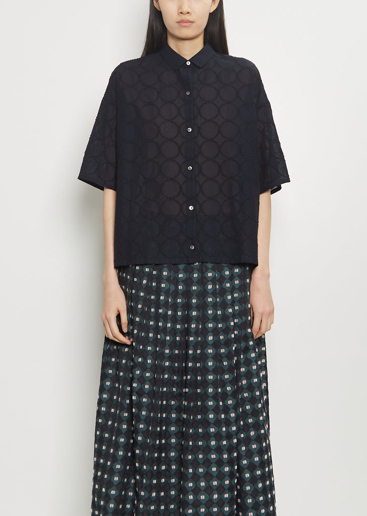 Tambourine Cotton Blouse — Dark Navy