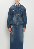 Embellished Belt Detail Sculpted Denim Jacket