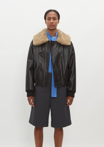 Shearling Collar Leather Jacket – La Garçonne