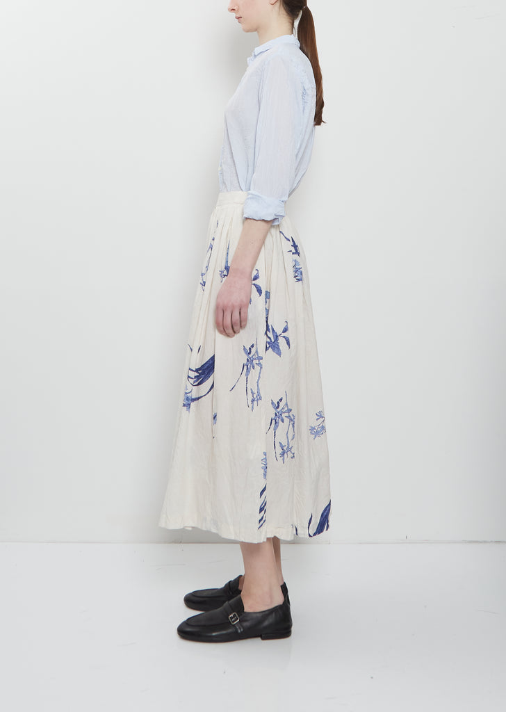Japonism Flower Print Skirt — Ivory
