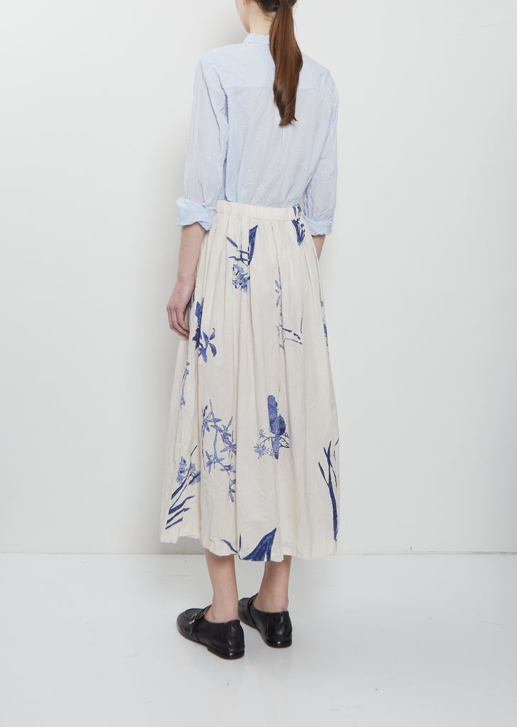 Japonism Flower Print Skirt — Ivory