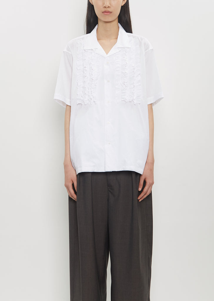Cotton Open Collar Frill Shirt