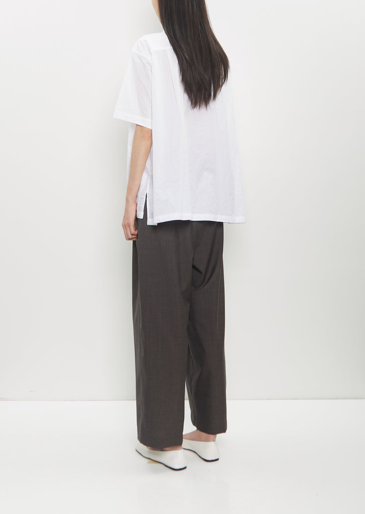 Cotton Open Collar Frill Shirt