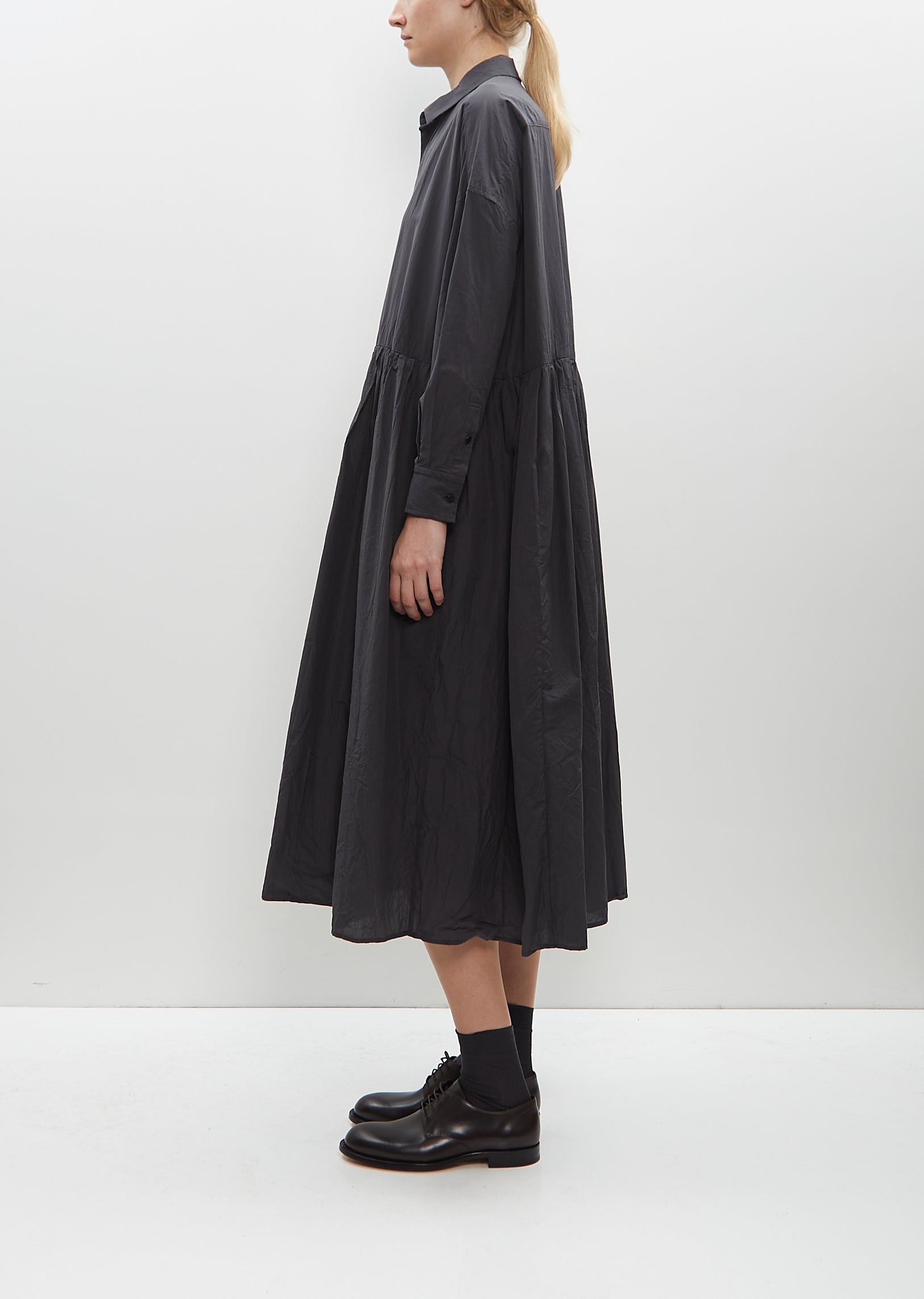 Random Pleated Baggy Shirt Dress — Ink – La Garçonne