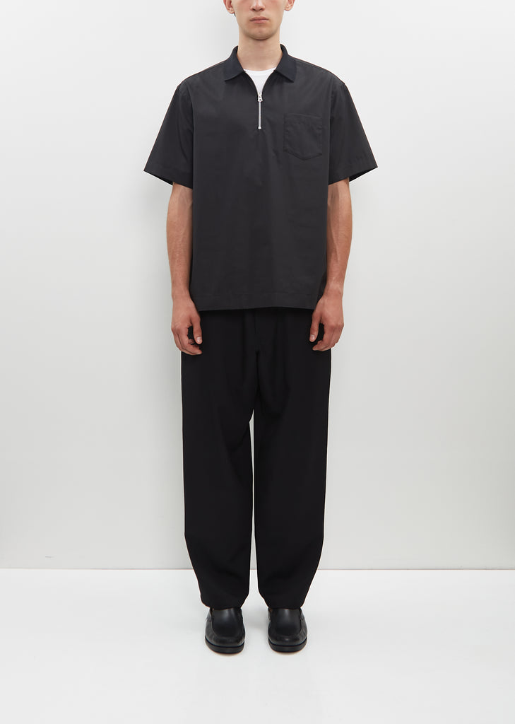 Cotton Poplin Polo Shirt — Black