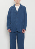 U Courte Linen Jacket — Blue