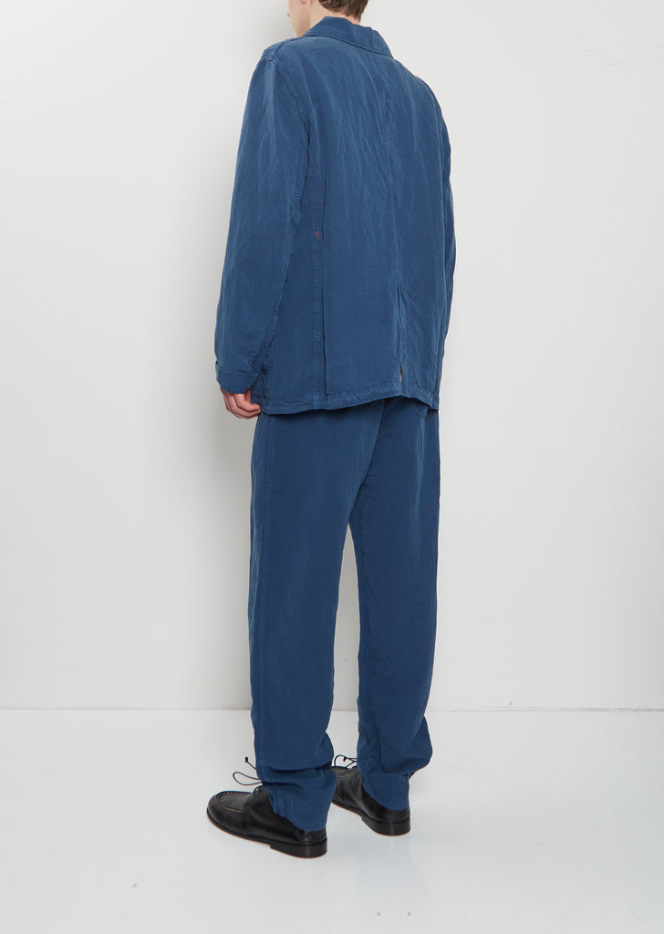 U Courte Linen Jacket — Blue
