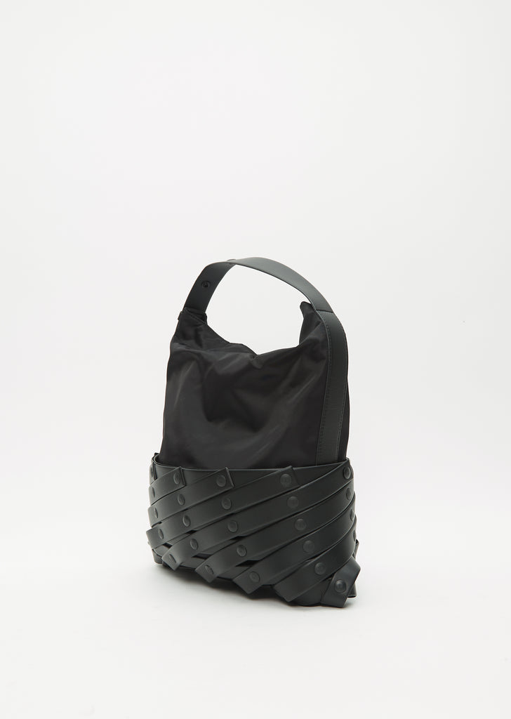 Spiral Grid Hobo Bag — Black