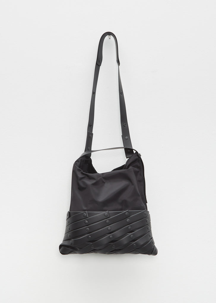 Spiral Grid Hobo Bag — Black