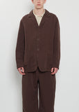 U Courte Linen Jacket — Brown