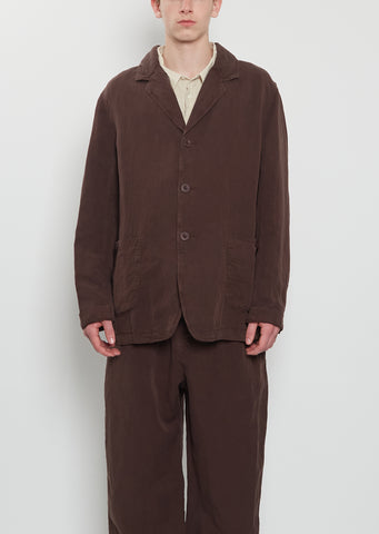 U Courte Linen Jacket — Brown