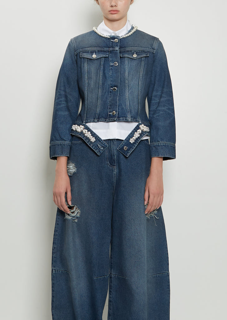 Embellished Fitted Waist Denim Jacket