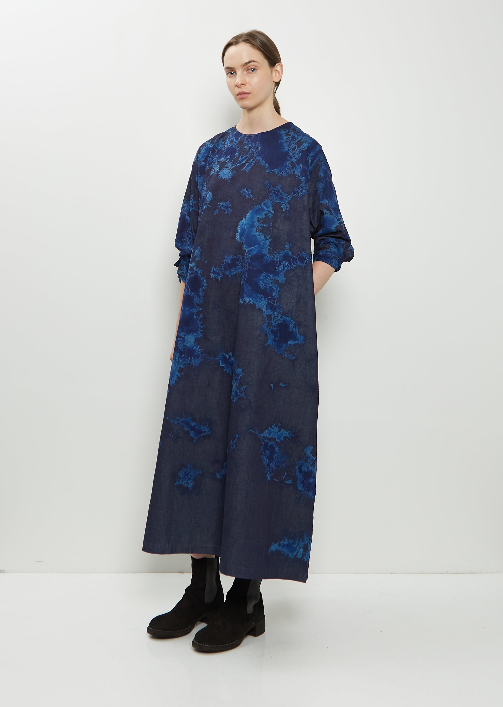 Pima Cotton Denim Wide Pullover Dress – La Garçonne Pima Cotton Denim Wide Pullover Dress – La Garçonne