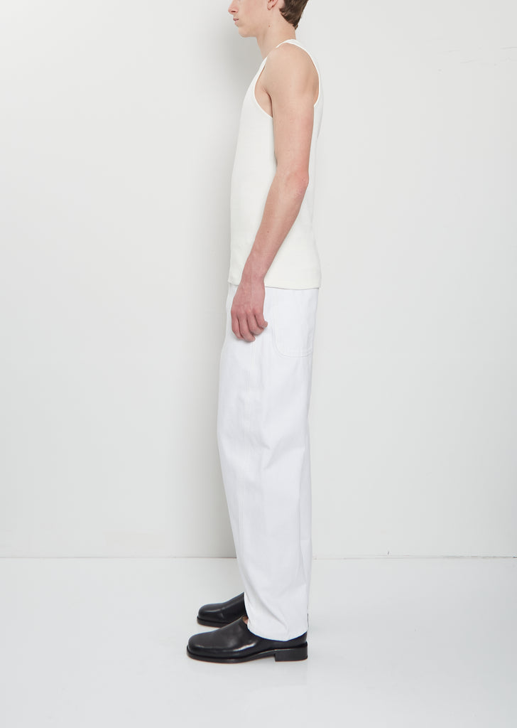 Rib Cotton Linen Tank Top — Milk