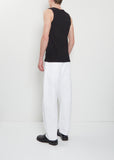 Rib Cotton Linen Tank Top — Black