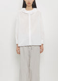 Cotton Ruffle Collar Baggy Shirt — White