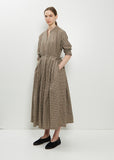 Washed Cotton Mini Checkered Dress