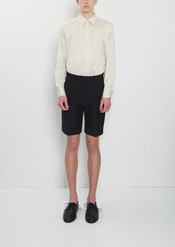 Wool Cotton Linen Pleated Shorts