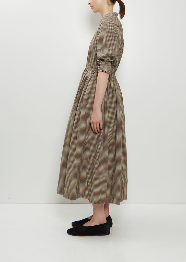 Washed Cotton Mini Checkered Dress