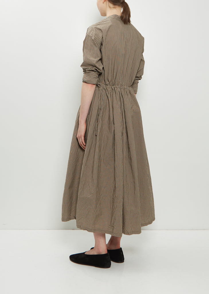 Washed Cotton Mini Checkered Dress