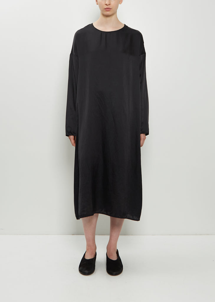 Silk Cotton T-Dress  — Black