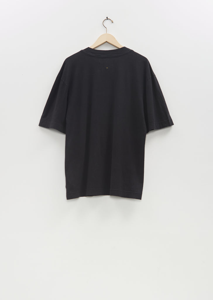 Cotton Linen Simple T-Shirt  — Black