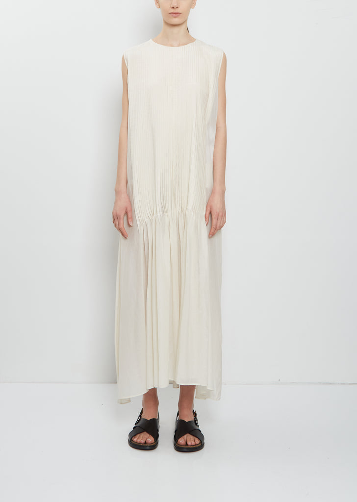 Sheer Cotton Silk Pleats Dress